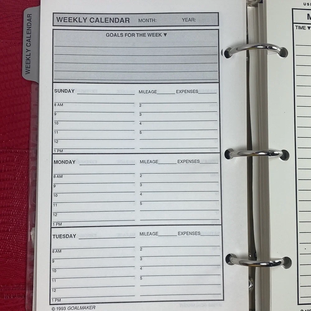 Goal Maker Red Leather Reptile Design Binder